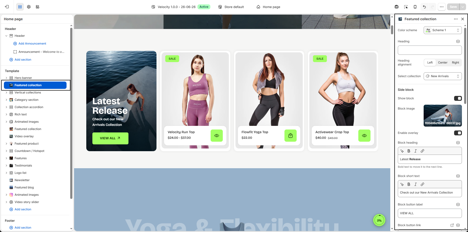 Featured Collection Section Settings