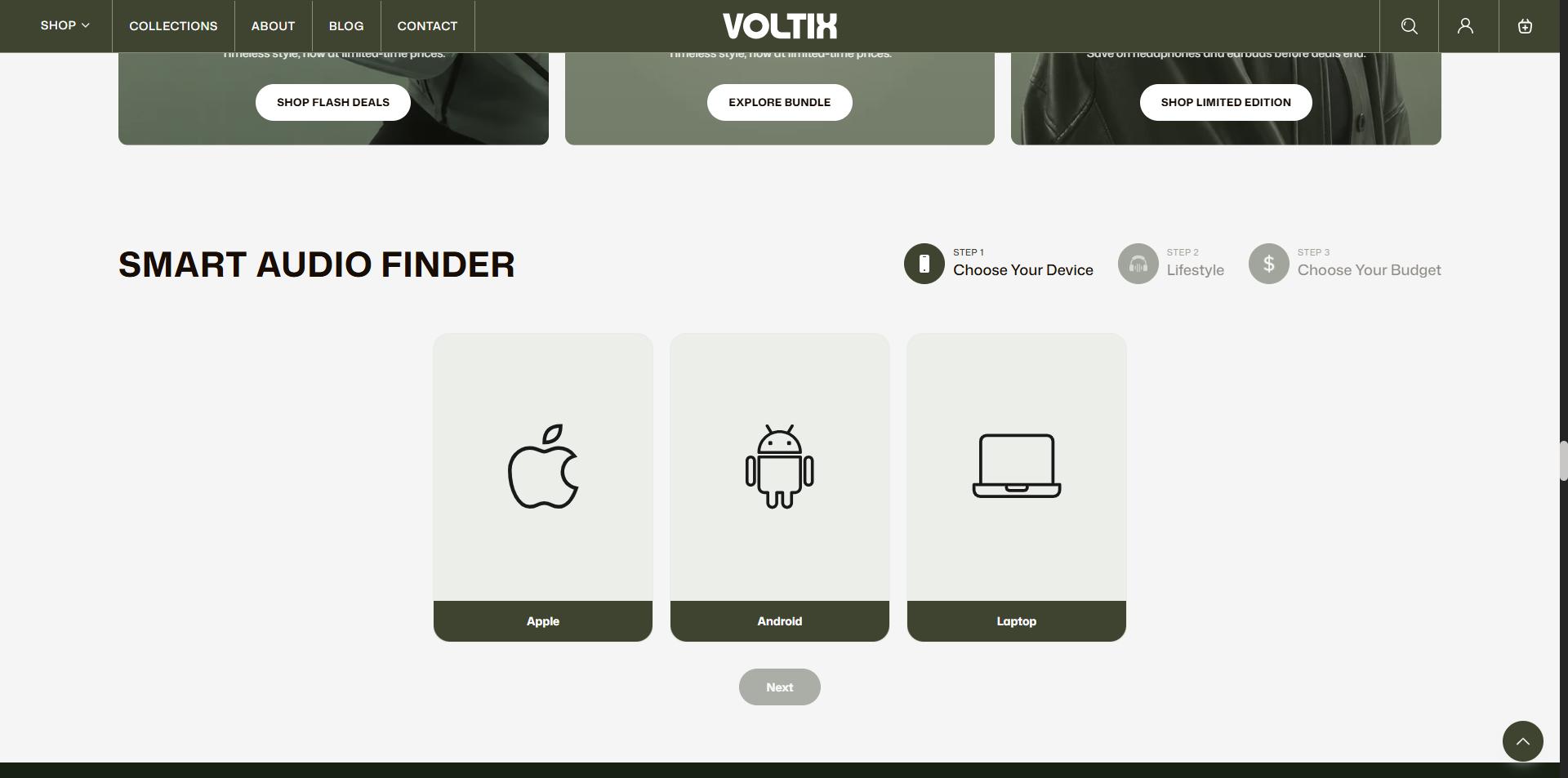 Product finder section preview
