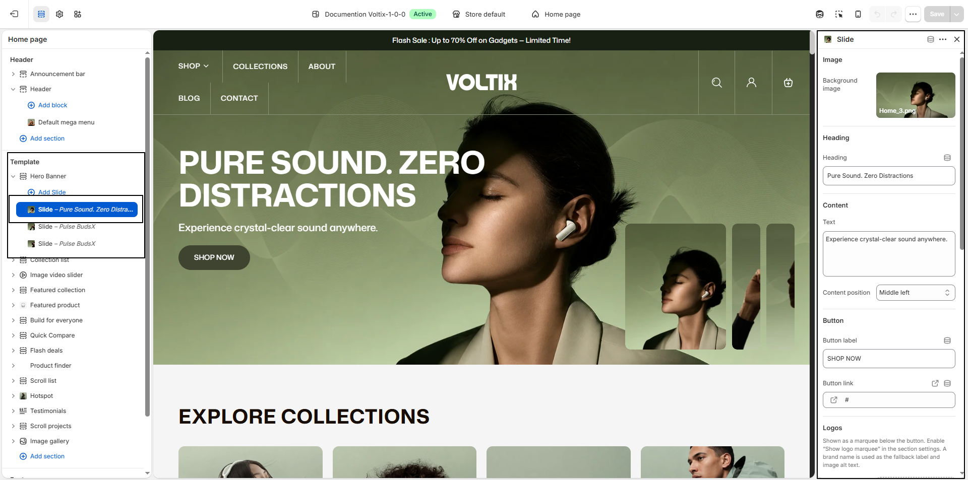 Slideshow Section Settings