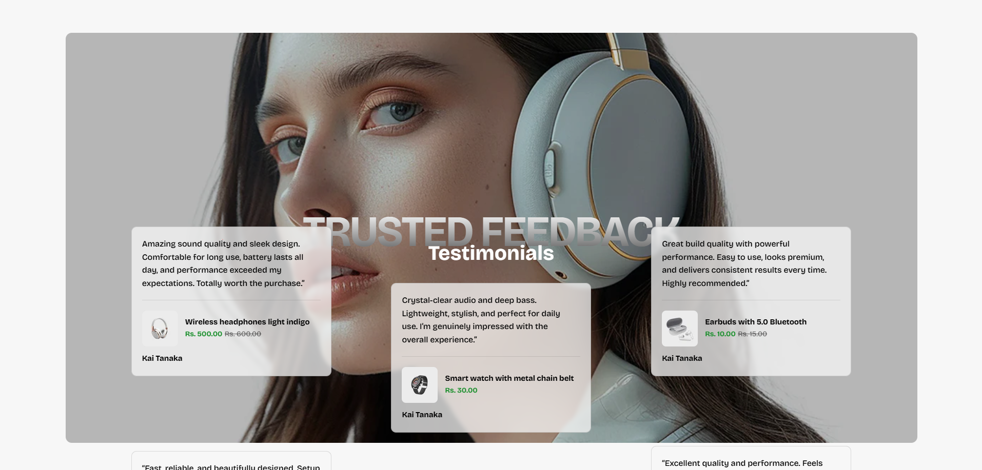 Testimonials section preview