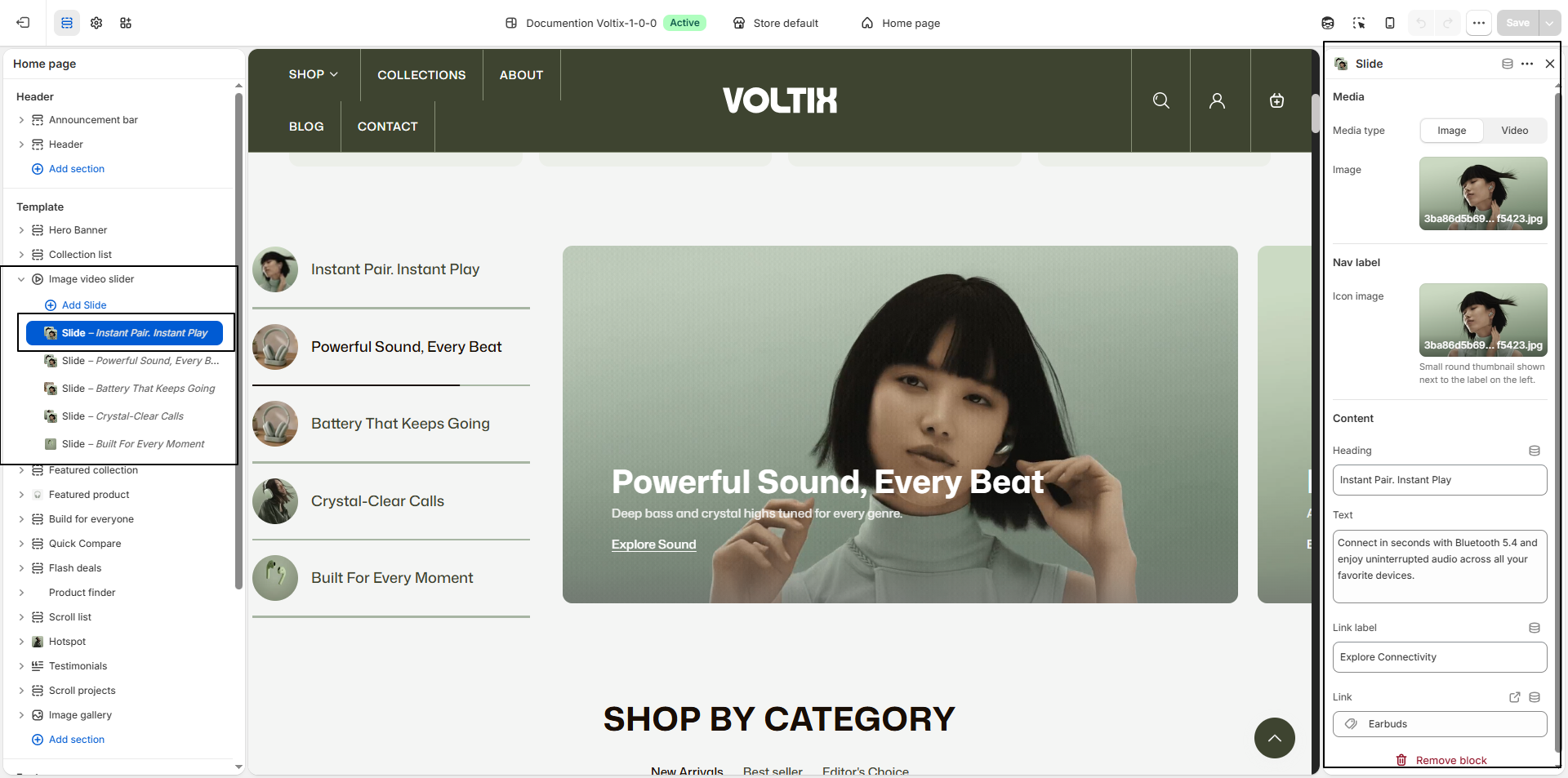 Voltix Image video slider block